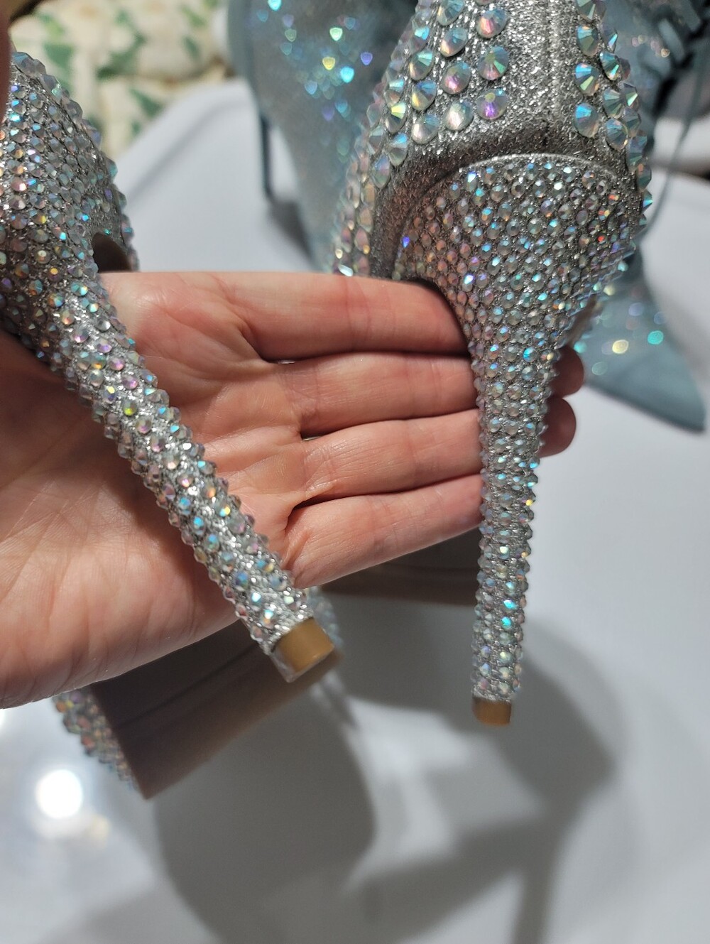 Thalia Sodi Silver Crystal Embellished Stiletto Heels